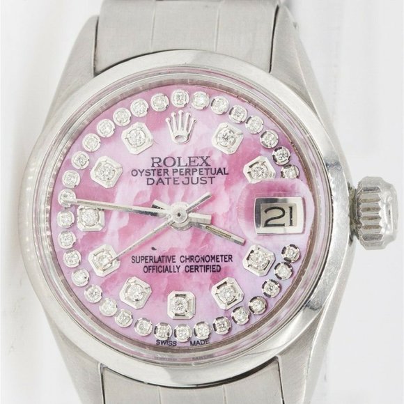 Rolex Accessories - ROLEX PINK LADIES OYSTER NATURAL DIAMONDS WITH BOX